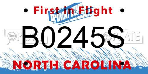 B0245S North Carolina License Plate