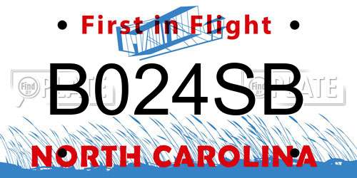 B024SB North Carolina License Plate