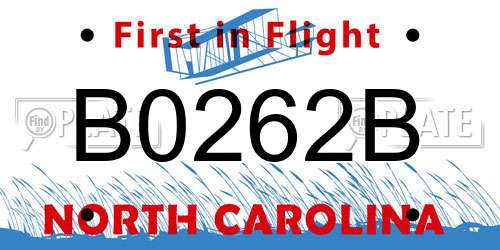 B0262B North Carolina License Plate