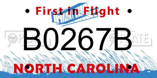 B0267B North Carolina License Plate