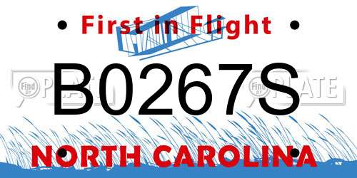 B0267S North Carolina License Plate