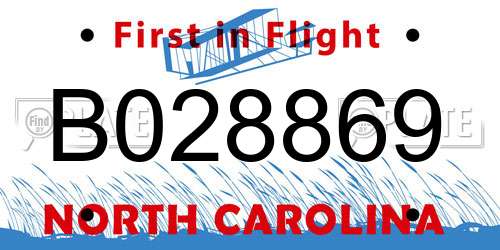 B028869 North Carolina License Plate