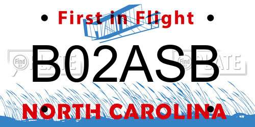 B02ASB North Carolina License Plate