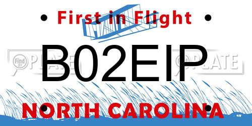 B02EIP North Carolina License Plate