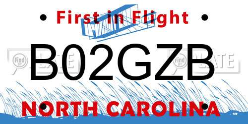 B02GZB North Carolina License Plate