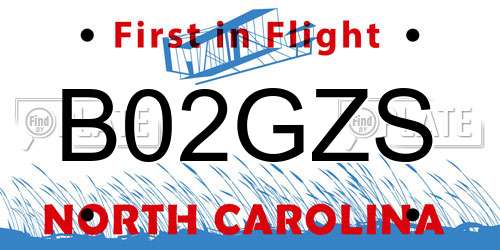 B02GZS North Carolina License Plate