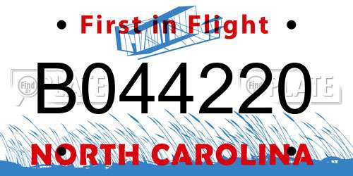 B044220 North Carolina License Plate