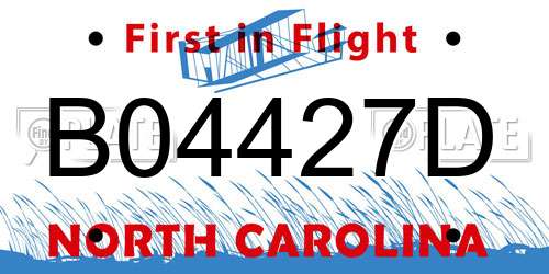 B04427D North Carolina License Plate