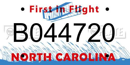 B044720 North Carolina License Plate