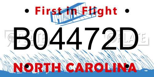 B04472D North Carolina License Plate