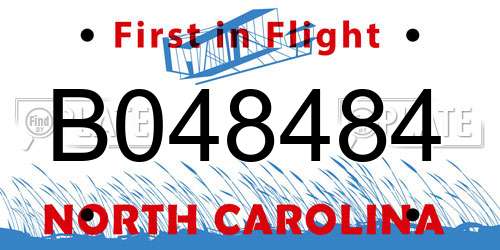 B048484 North Carolina License Plate
