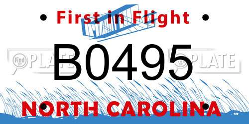 B0495 North Carolina License Plate