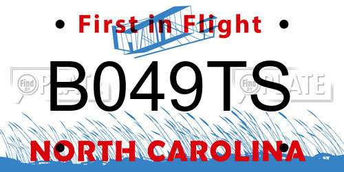 B049TS North Carolina License Plate