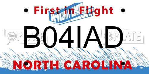 B04IAD North Carolina License Plate