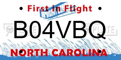 B04VBQ North Carolina License Plate