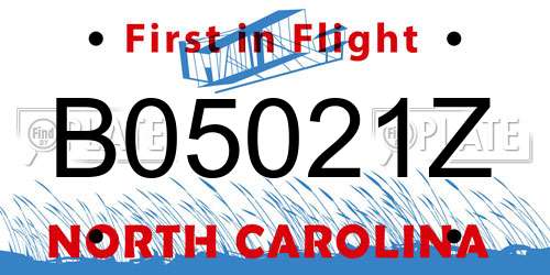 B05021Z North Carolina License Plate