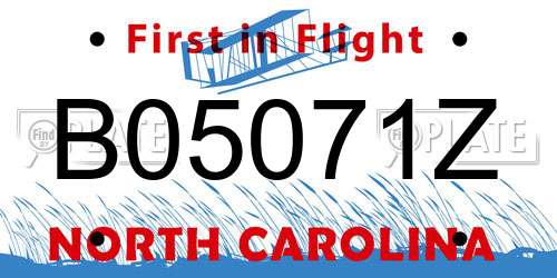 B05071Z North Carolina License Plate