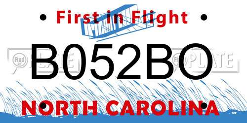 B052BO North Carolina License Plate