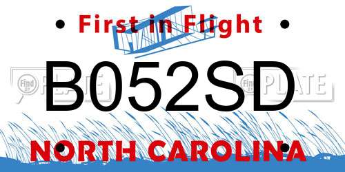 B052SD North Carolina License Plate