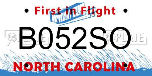 B052SO North Carolina License Plate
