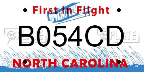 B054CD North Carolina License Plate