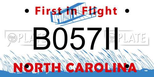 B057II North Carolina License Plate