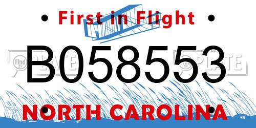 B058553 North Carolina License Plate