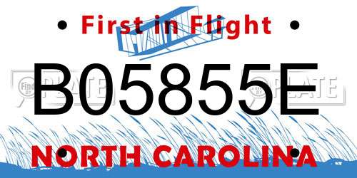 B05855E North Carolina License Plate