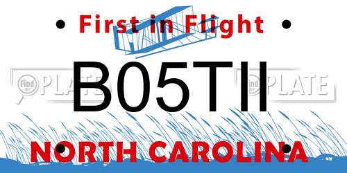 B05TII North Carolina License Plate