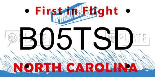 B05TSD North Carolina License Plate