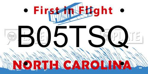 B05TSQ North Carolina License Plate