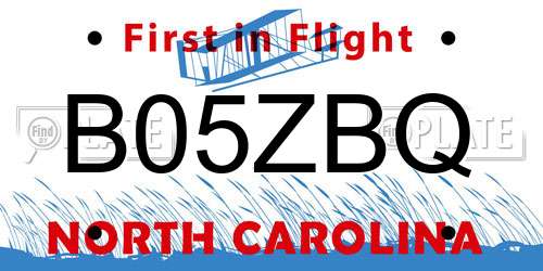 B05ZBQ North Carolina License Plate