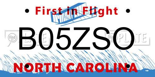 B05ZSO North Carolina License Plate