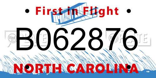 B062876 North Carolina License Plate