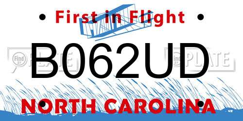 B062UD North Carolina License Plate