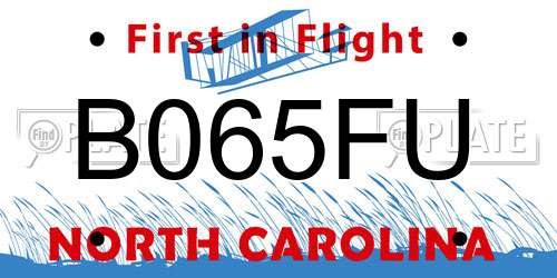B065FU North Carolina License Plate