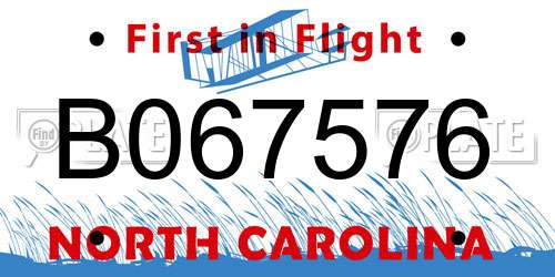 B067576 North Carolina License Plate