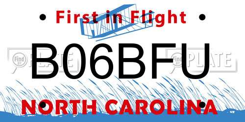 B06BFU North Carolina License Plate