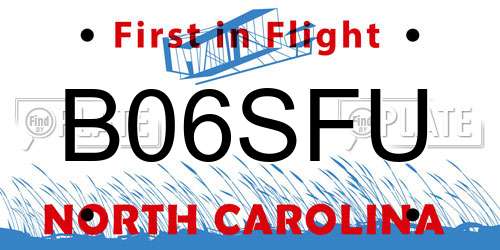 B06SFU North Carolina License Plate