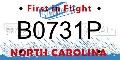 B0731P North Carolina License Plate