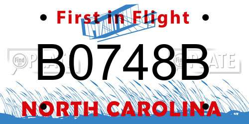 B0748B North Carolina License Plate