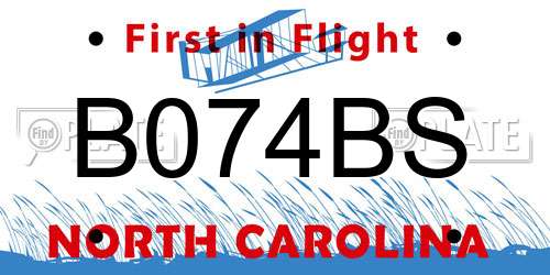B074BS North Carolina License Plate