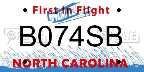 B074SB North Carolina License Plate