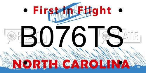B076TS North Carolina License Plate