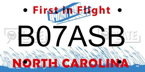 B07ASB North Carolina License Plate