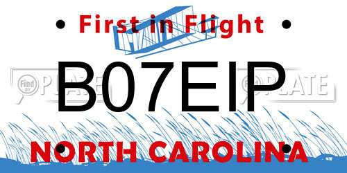 B07EIP North Carolina License Plate