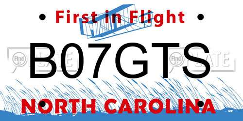 B07GTS North Carolina License Plate