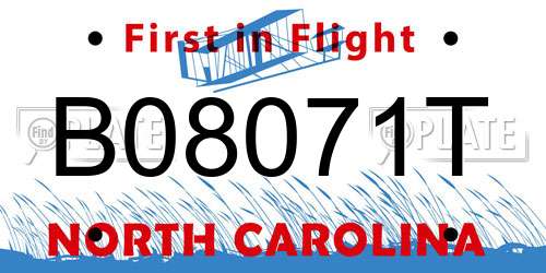 B08071T North Carolina License Plate