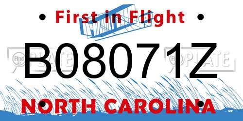 B08071Z North Carolina License Plate