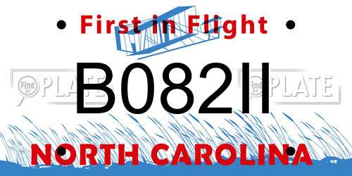 B082II North Carolina License Plate